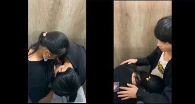 Cho trai mút ti vụng trộm trong wc